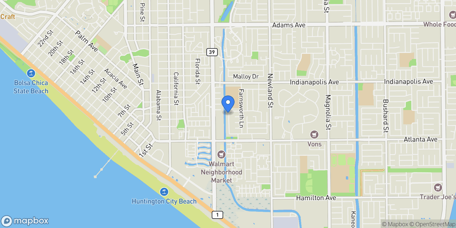 Map showing 20761 Catamaran, Huntington Beach, CA 92646, Huntington Beach, California, United States.