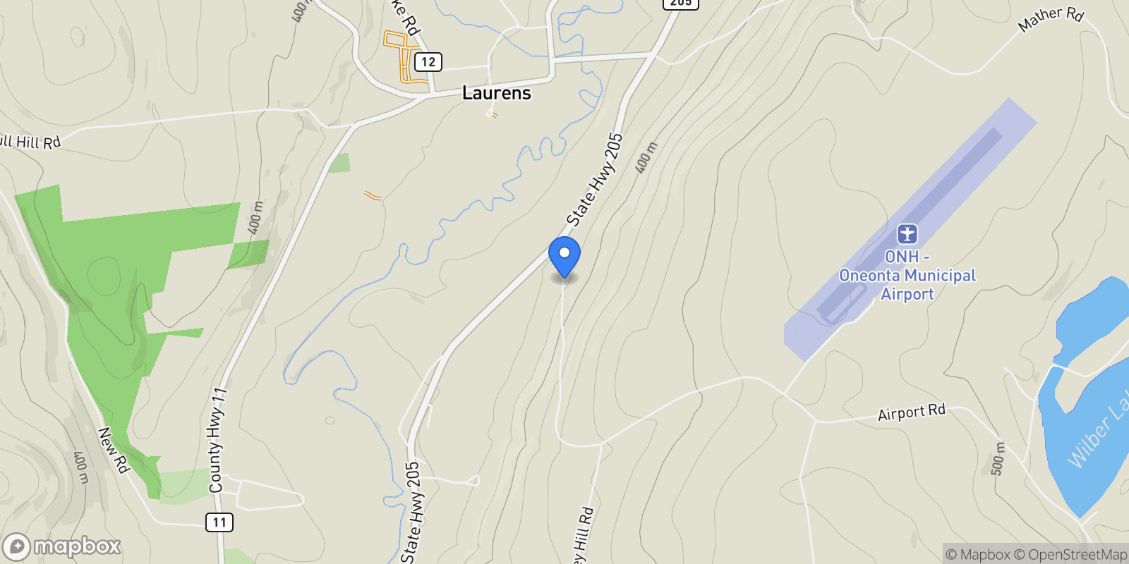 Map showing 125 Airport Road, Oneonta, NY 13820, Oneonta, New York, United States.