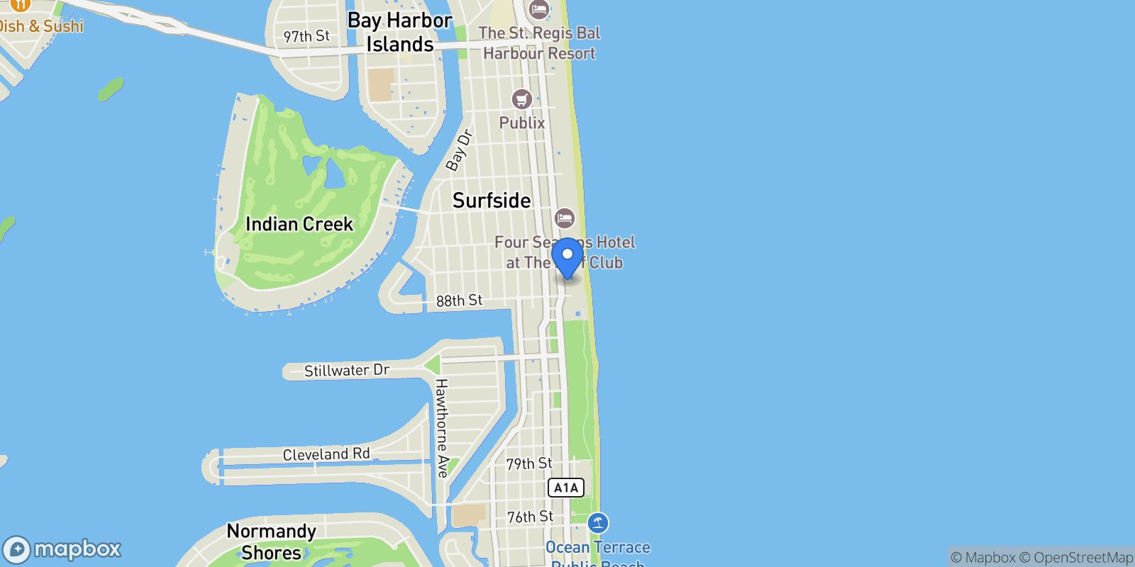 Map showing 8855 E Collins Ave 5B, Bal Harbour, Florida, United States.