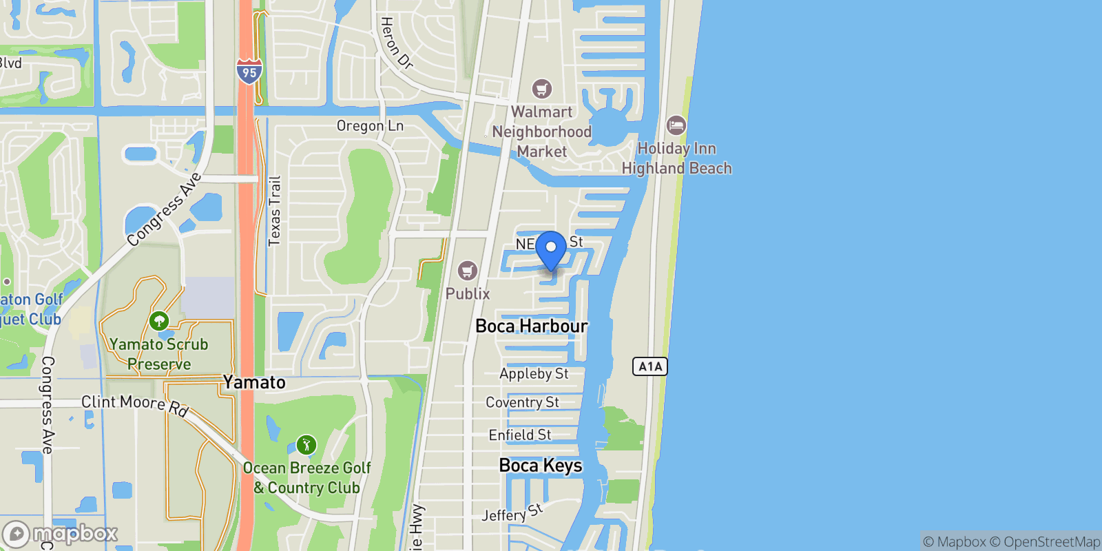 Map showing 830 NE Boca Bay Colony Drive, Boca Raton, Florida, United States.