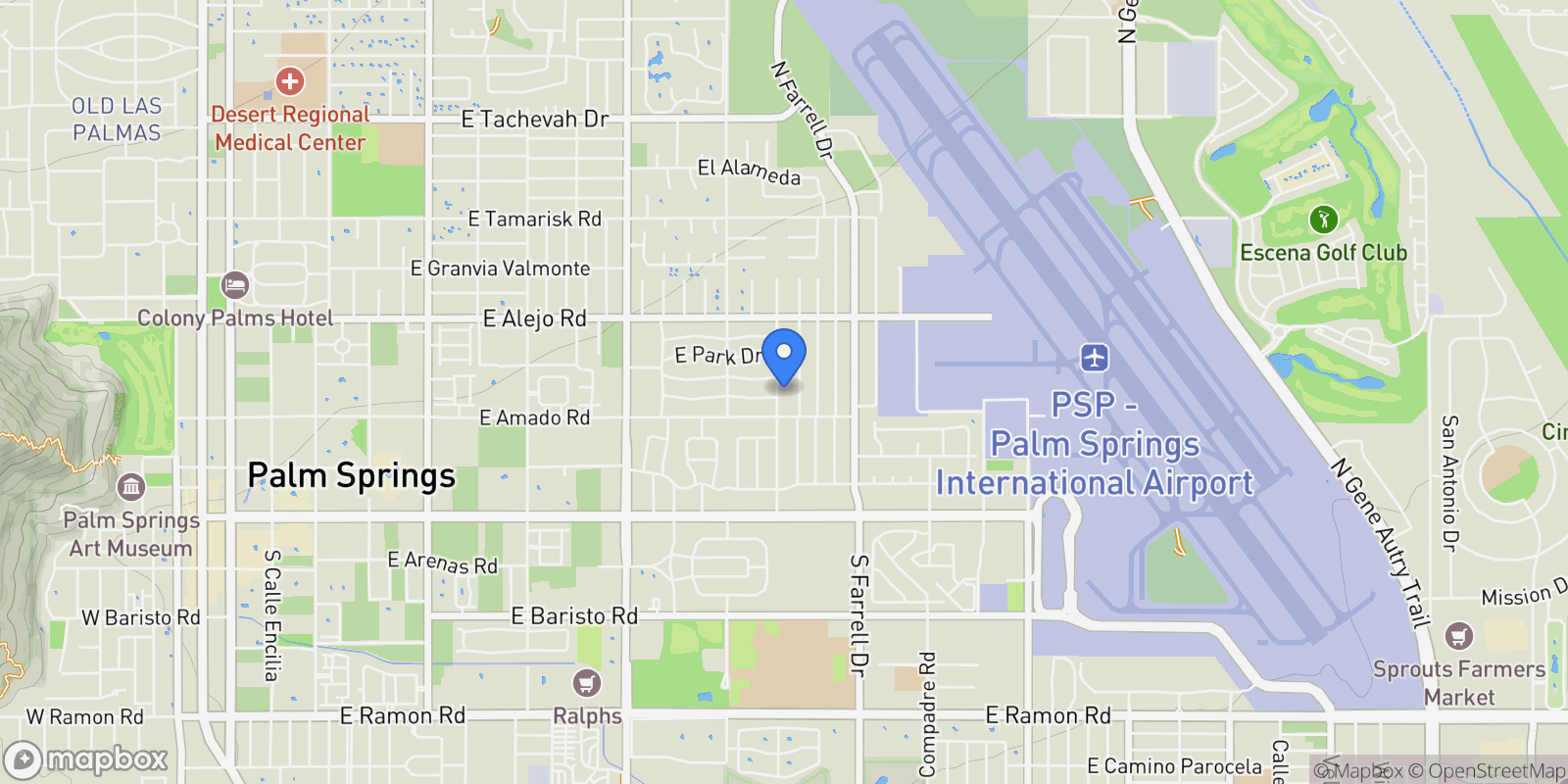 Map showing 344 N Sunset Way, Palm Springs, CA 92262, Palm Springs, California, United States.