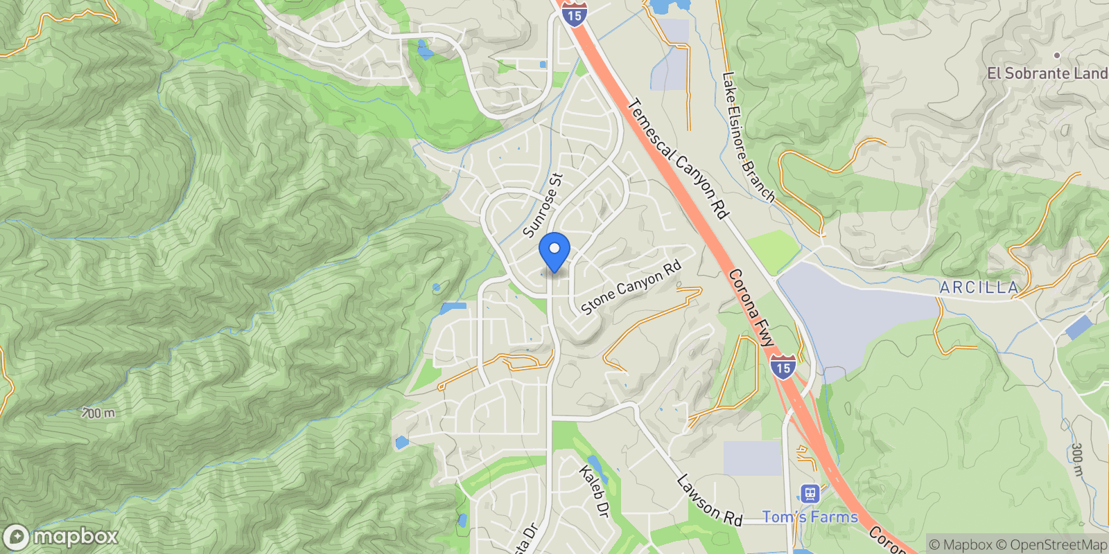 Map showing 23191 Canyon Estates, Corona, CA 92883, Corona, California, United States.