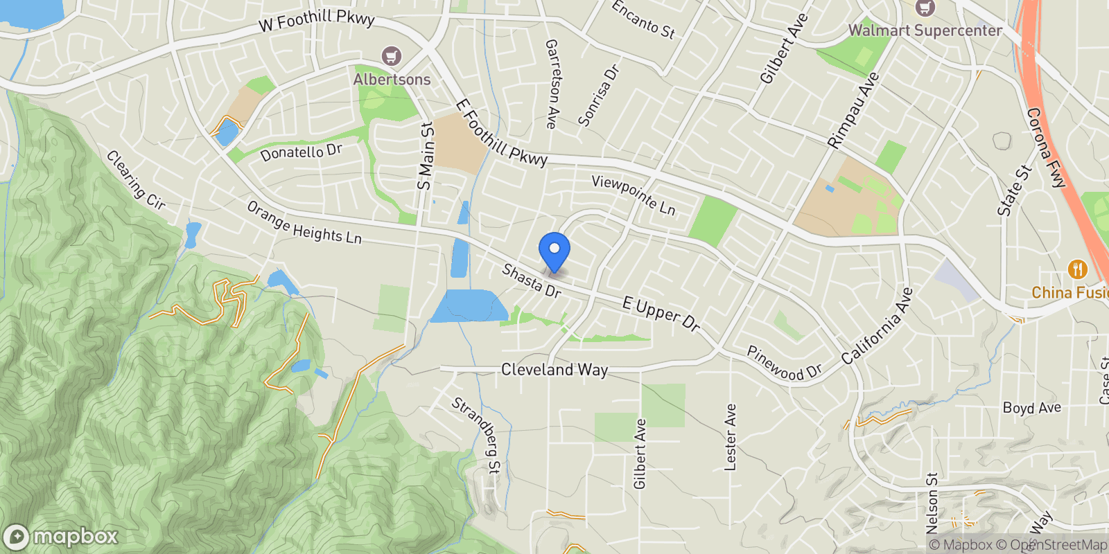 Map showing 620 Walnut, Corona, CA 92881, Corona, California, United States.