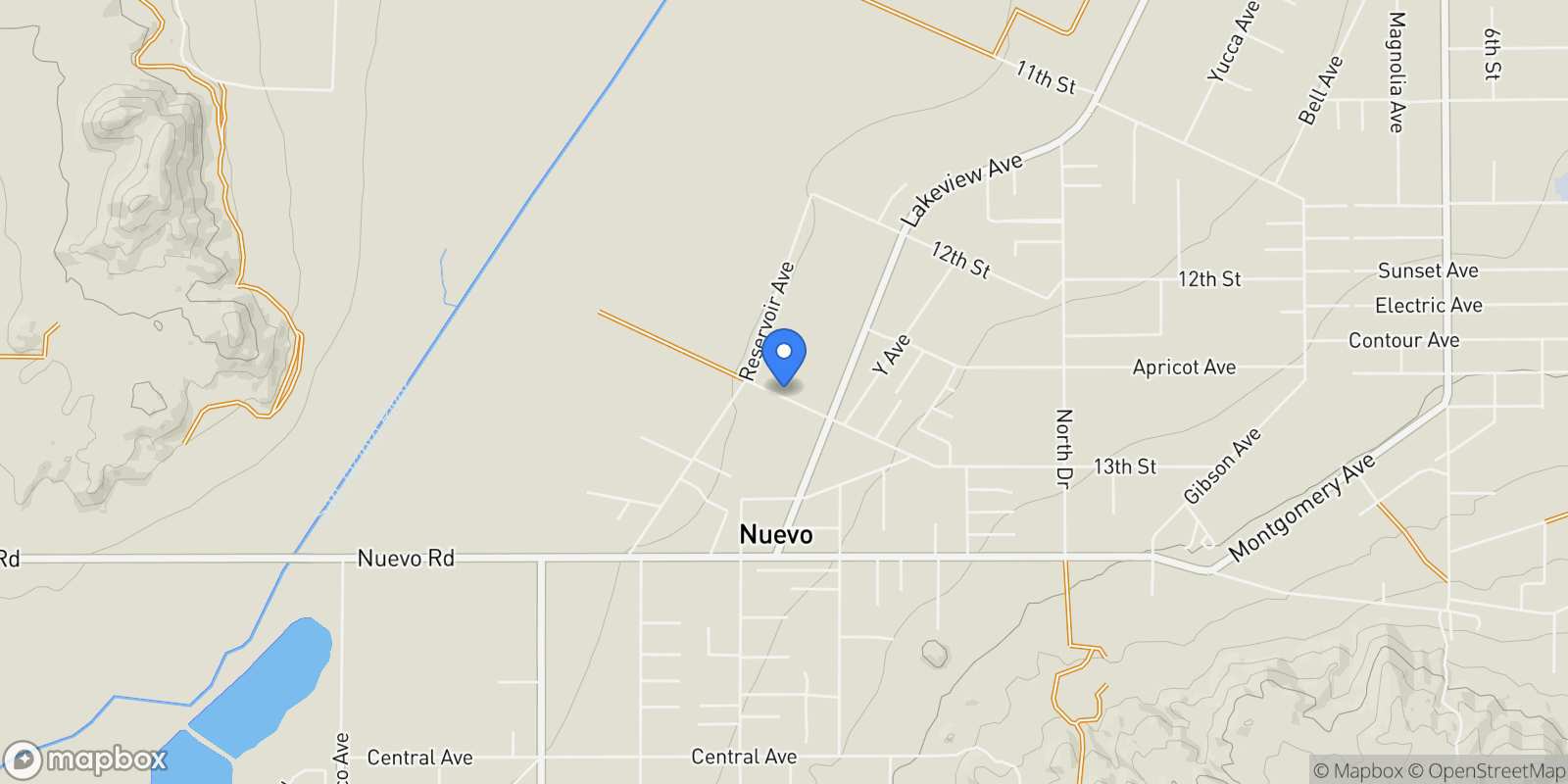 Map showing 29570 13 Th Street, Nuevo, CA 92567, Nuevo, California, United States.