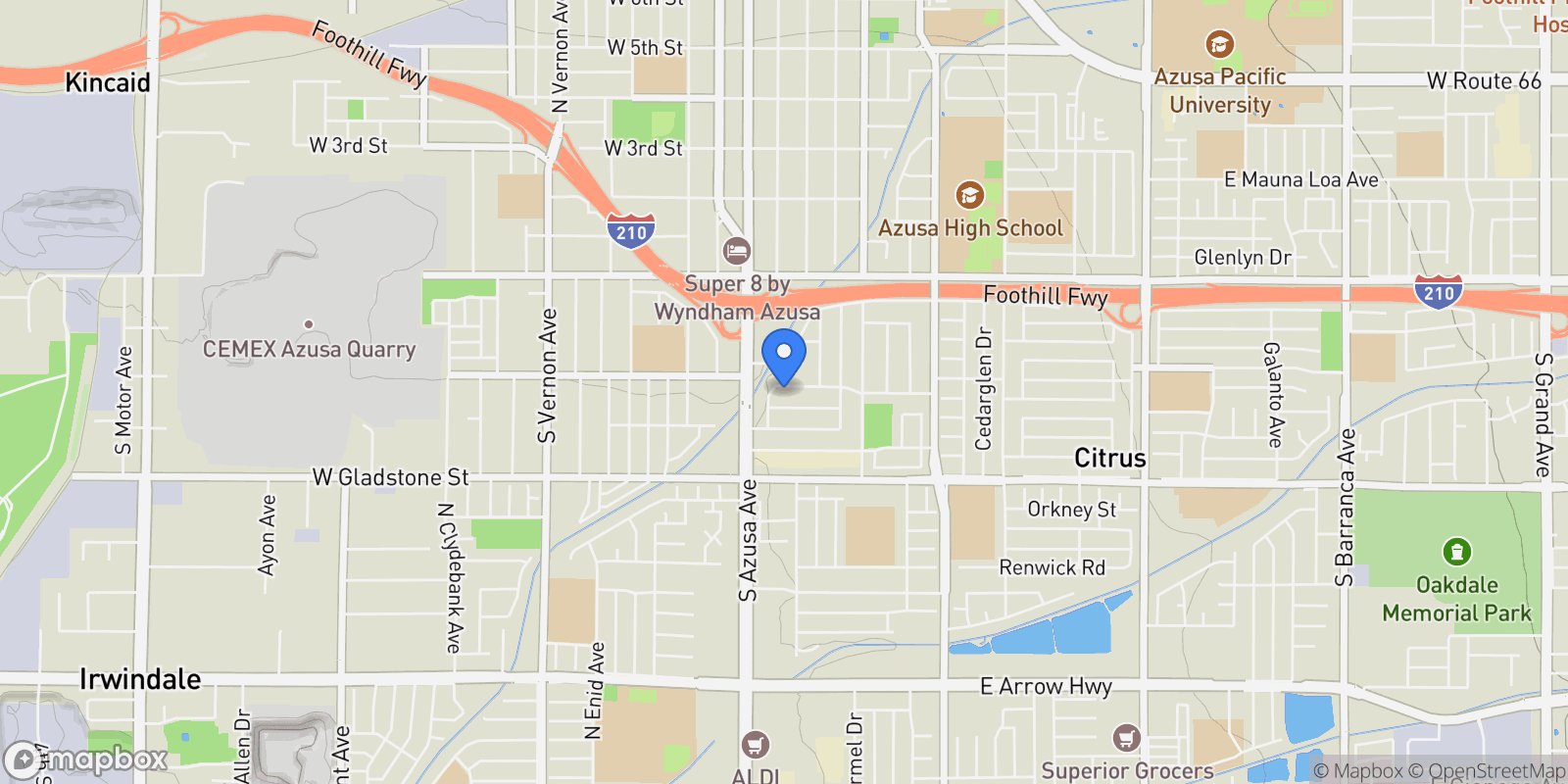 Map showing 236 E Mason, Azusa, CA 91702, Azusa, California, United States.