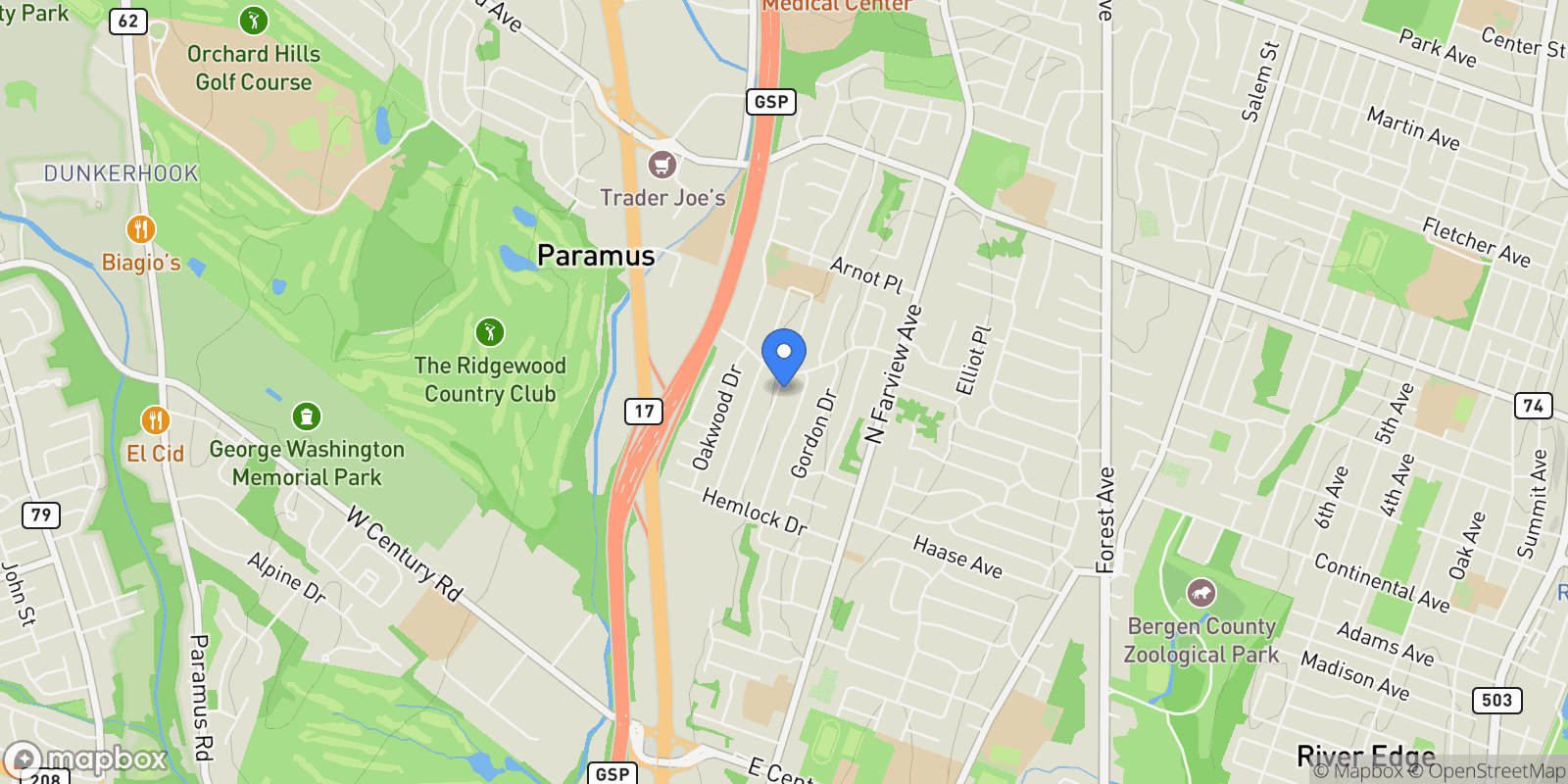 Map showing 298 Buttonwood Drive, Paramus, New Jersey, United States.