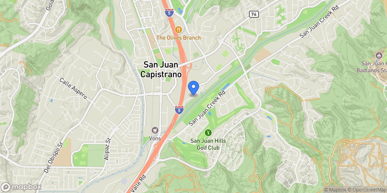 Map showing 27086 Via Caminata, San Juan Capistrano, California, United States.