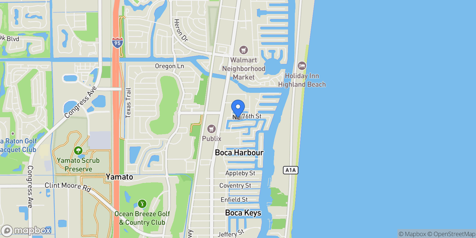 Map showing 780 NE Orchid Bay Drive, Boca Raton, Florida, United States.