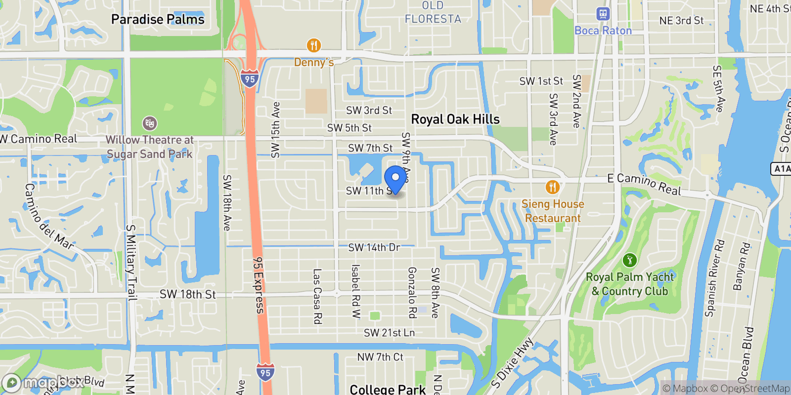 Map showing 957 SW 12th Street, Boca Raton, Florida, United States.