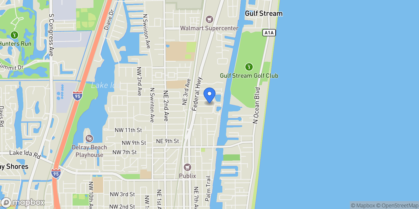 Map showing 827 N Lake Avenue, Delray Beach, Florida, United States.