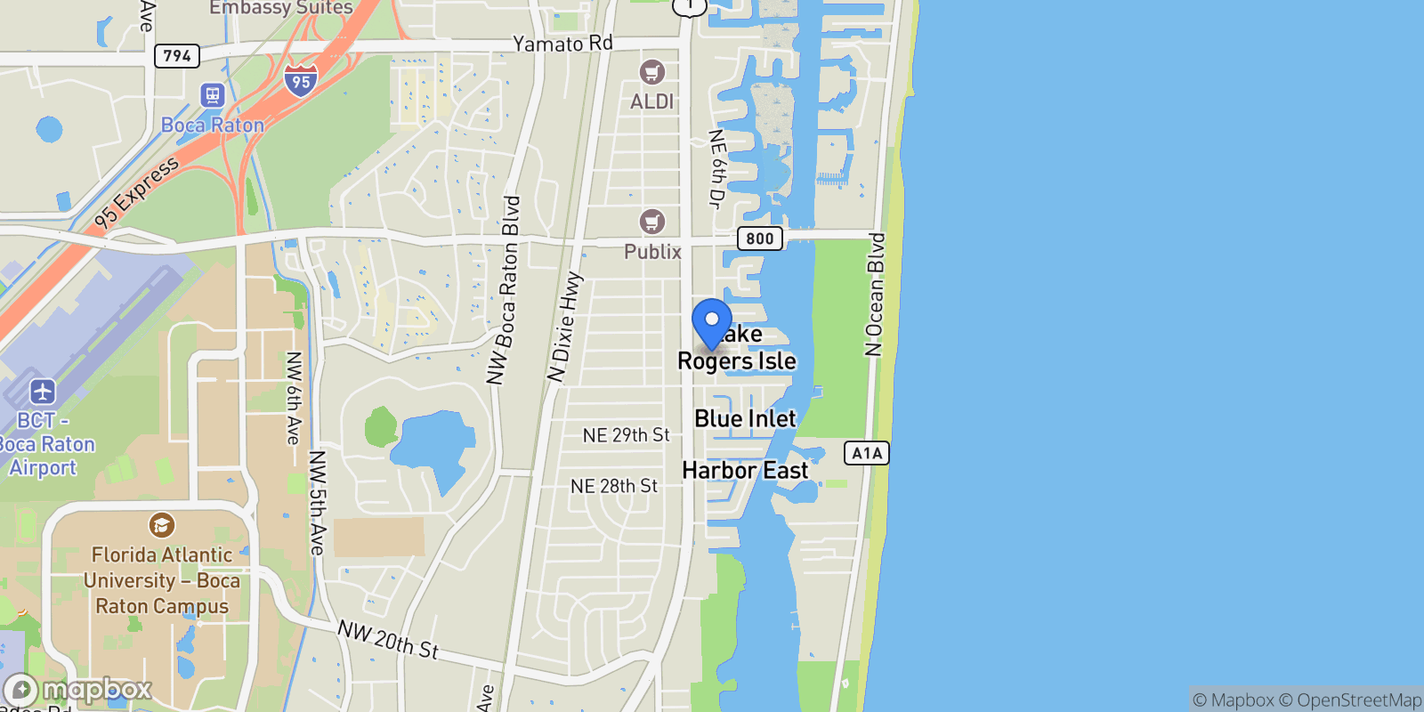 Map showing 3363 NE 6th Drive, Boca Raton, Florida, United States.