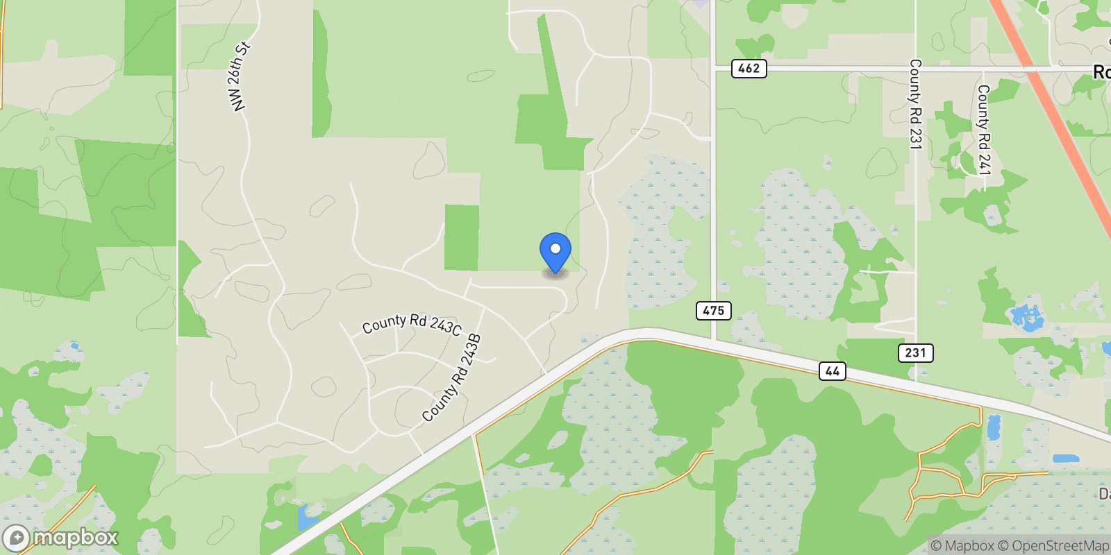 Map showing 1733 County Road 243A, Wildwood, FL 34785, Wildwood, Florida, United States.