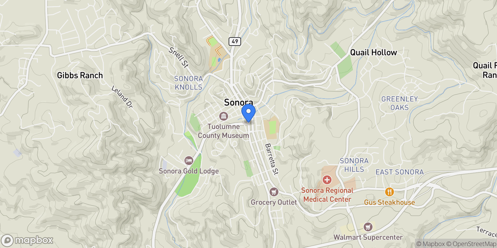 Map showing Sonora, CA 95370, Sonora, California, United States.