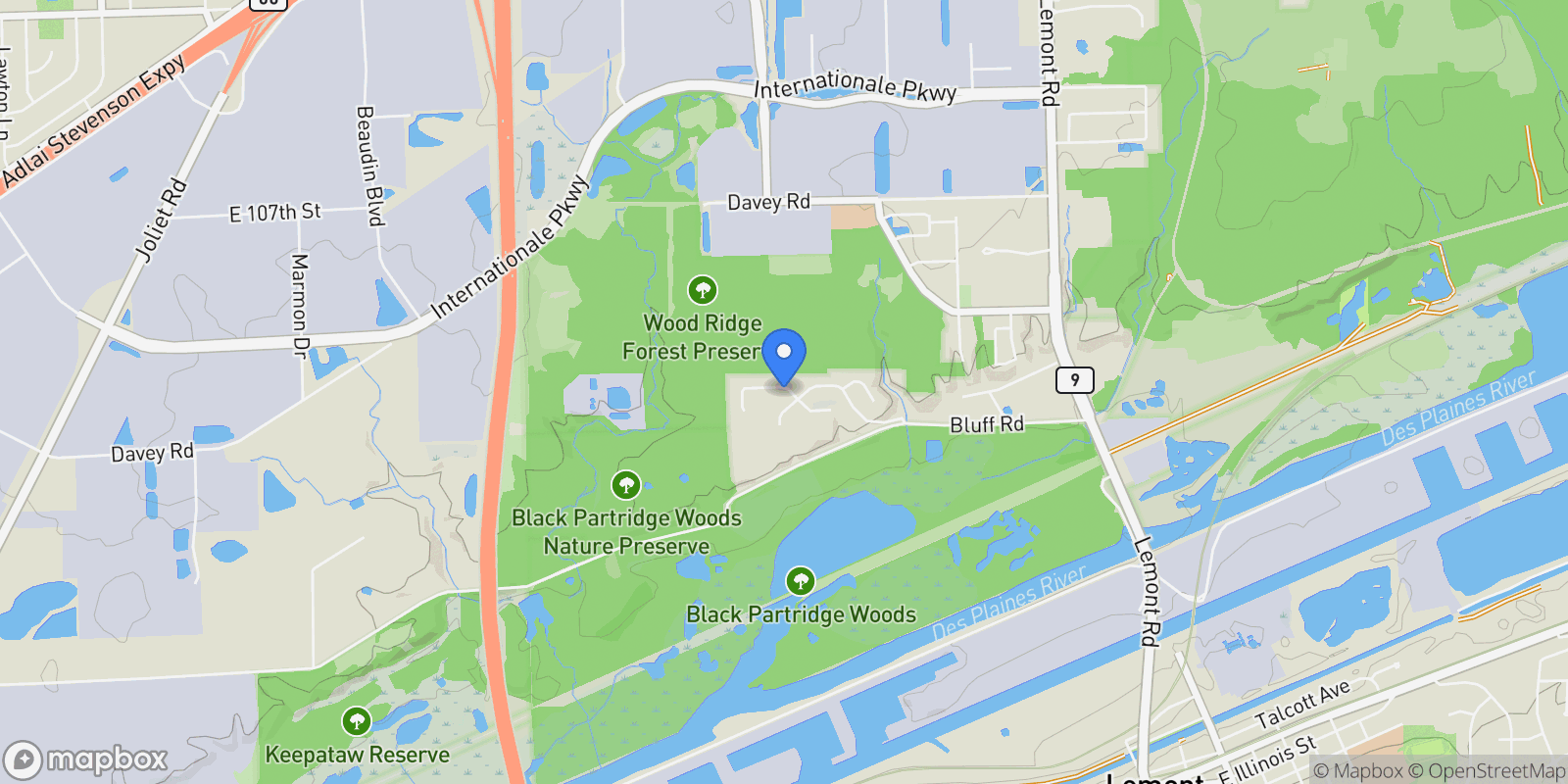Map showing 1523 Linden Circle, Woodridge, Illinois, United States.