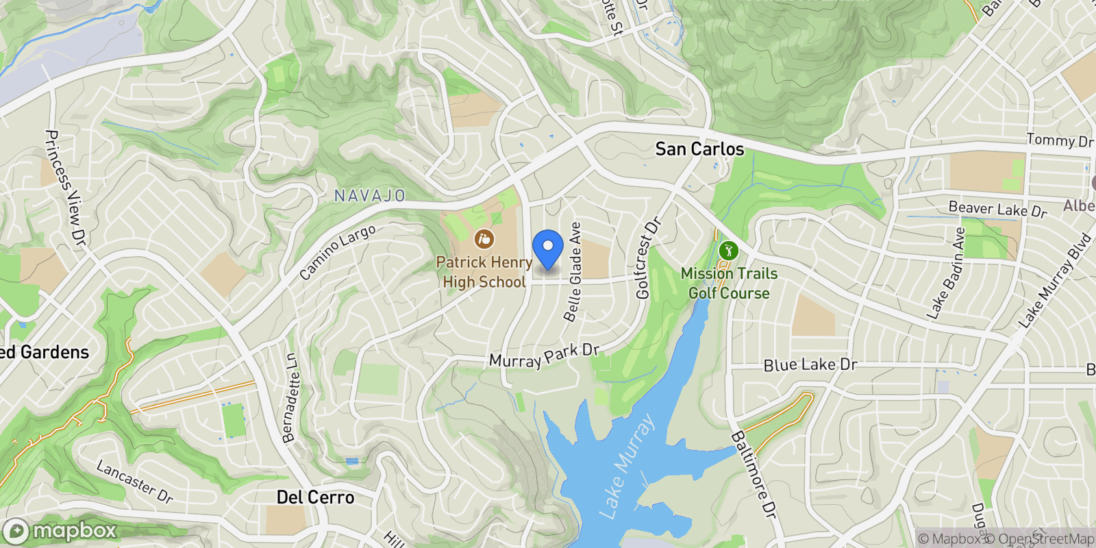 Map showing 6625 Casselberry Way, San Diego, California, United States.