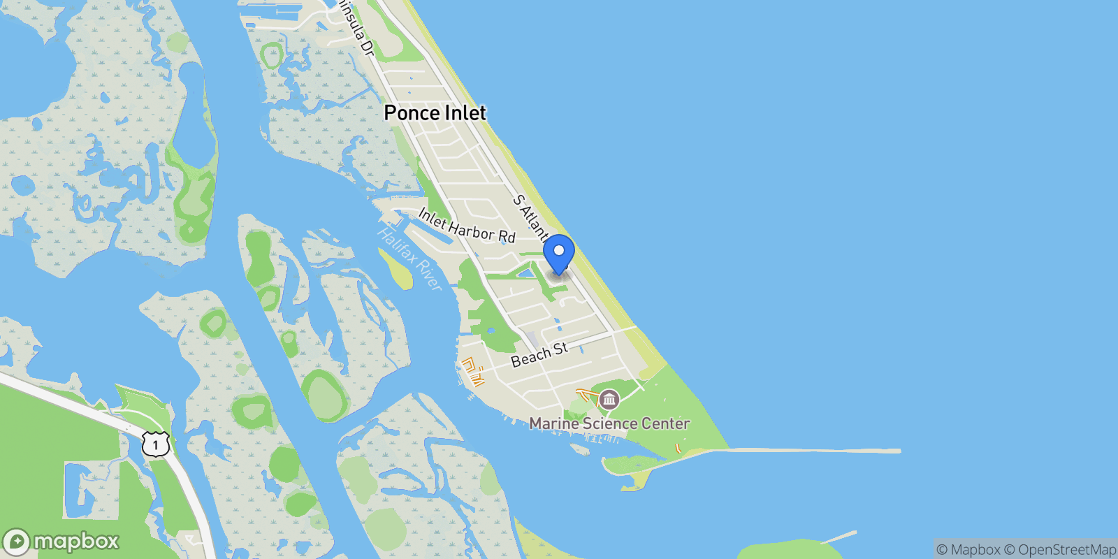 Map showing 1 Mar Azul N, FL, Port Orange, Florida, United States.
