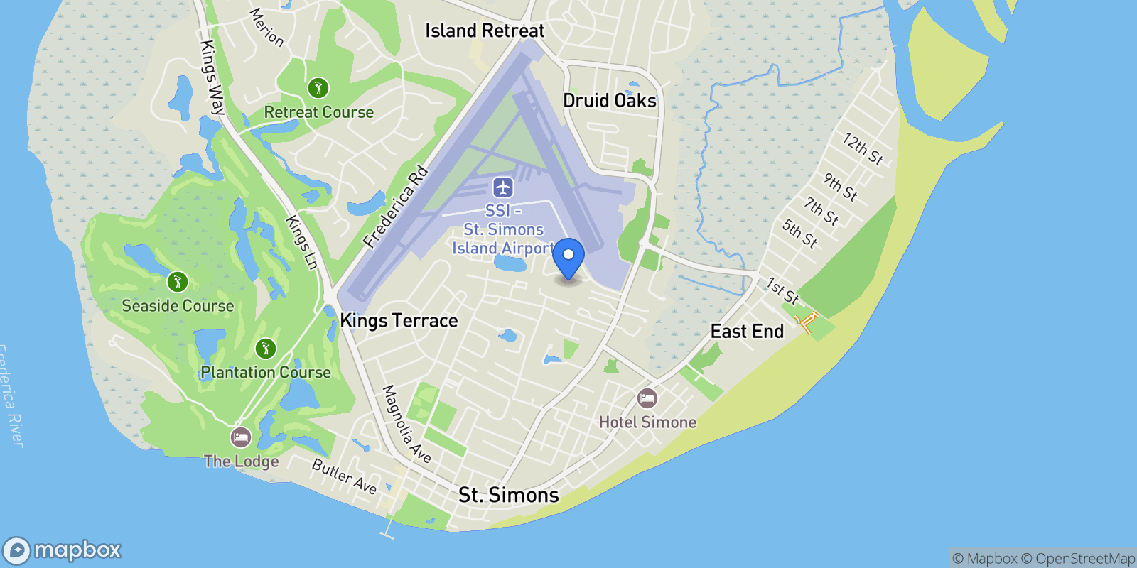 Map showing 112 Rosa Dorsey Lane, St Simons Island, GA 31522, St. Simons, Georgia, United States.