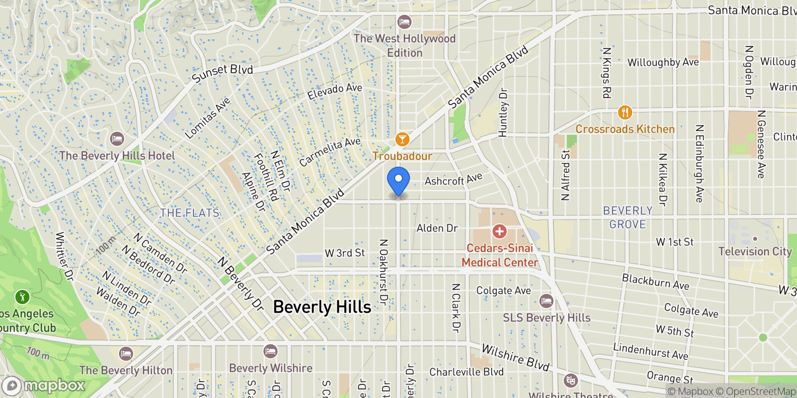 Map showing 960 N Doheny Drive 306, West Hollywood, California, United States.