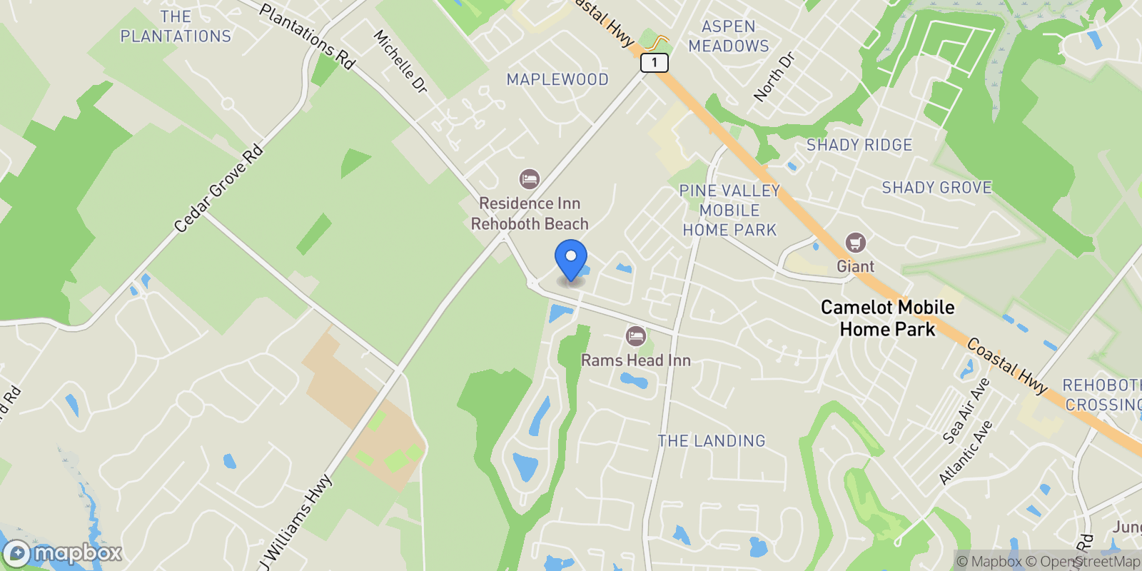 Map showing 19218 AMERICAN HOLLY RD ROAD, REHOBOTH BEACH, DE 19971, Rehoboth Beach, Delaware, United States.