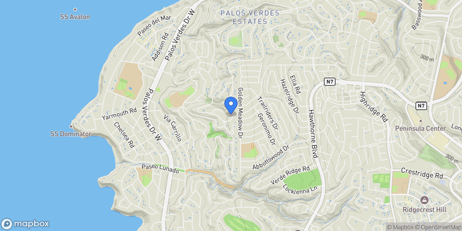 Map showing 1413 Vía Coronel , Palos Verdes Estates, CA 90274, Rolling Hills Estates, California, United States.