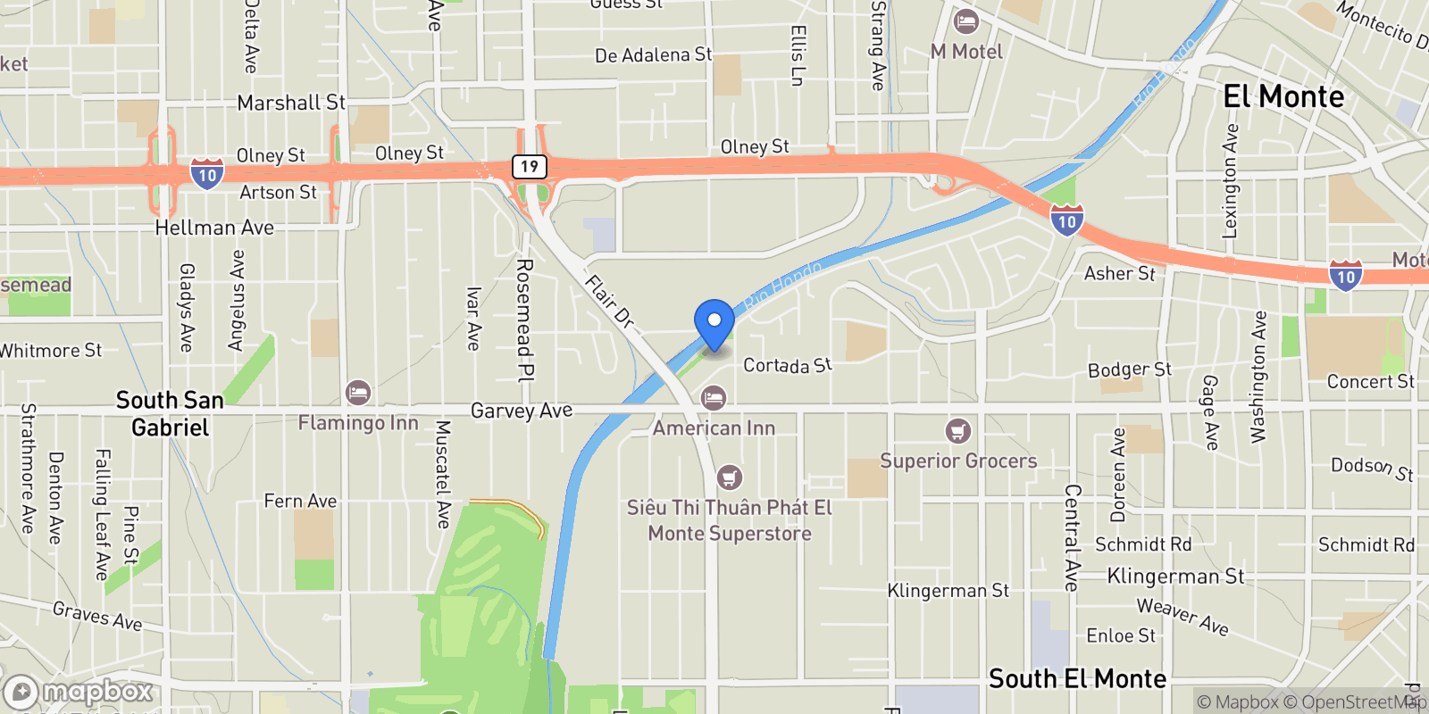 Map showing 9467 Cortada Street , F, El Monte, CA 91733, El Monte, California, United States.