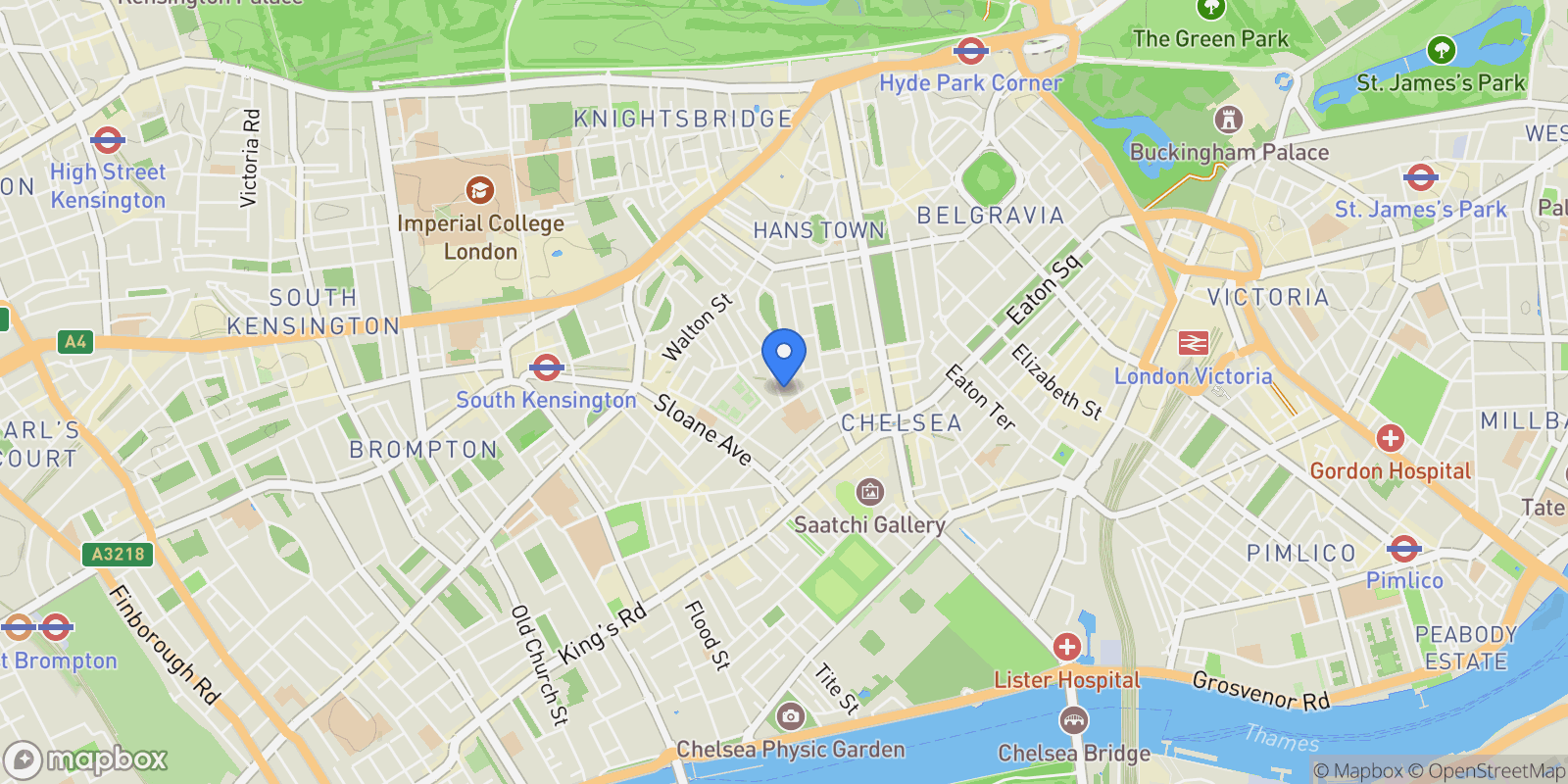 Map showing Brompton Rd, Knightsbridge SW3, London, England, United Kingdom.