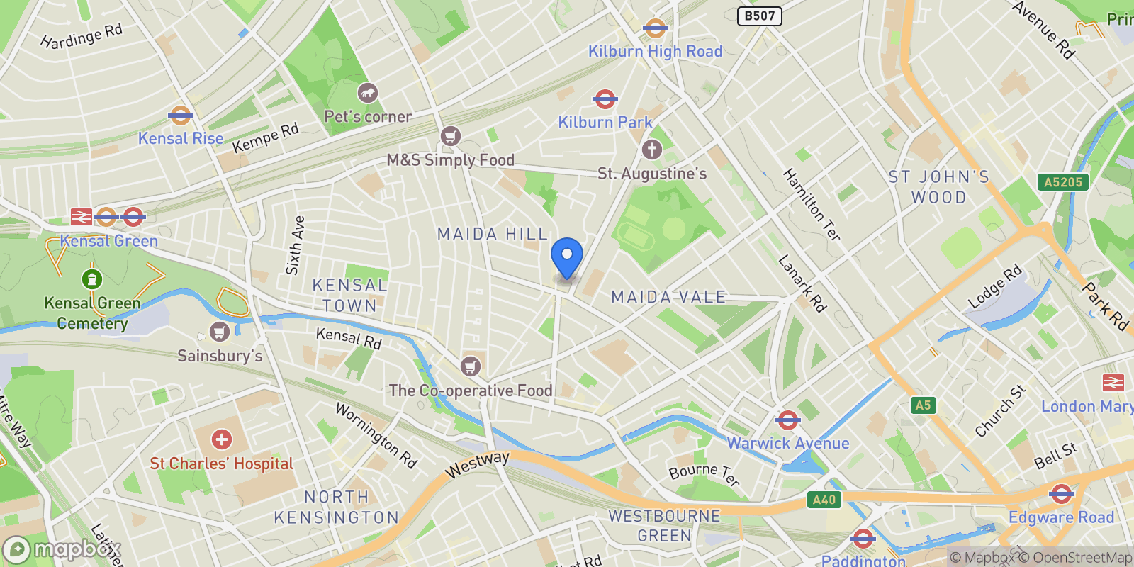 Map showing Fermoy Road, London, W9, London, England, United Kingdom.