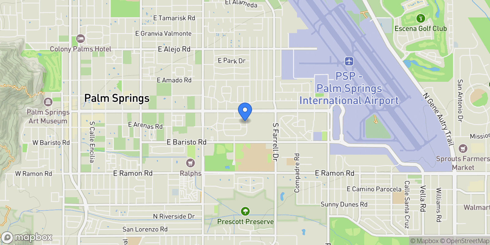 Map showing 2227 Paseo Roseta, Palm Springs, CA 92262, Palm Springs, California, United States.
