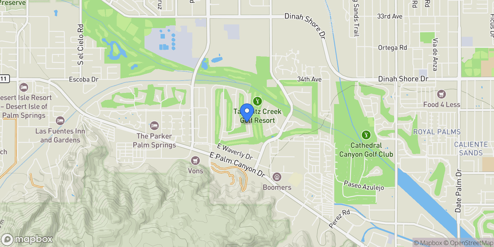 Map showing 2355 S Pebble Beach Dr, Palm Springs, CA 92264, Palm Springs, California, United States.