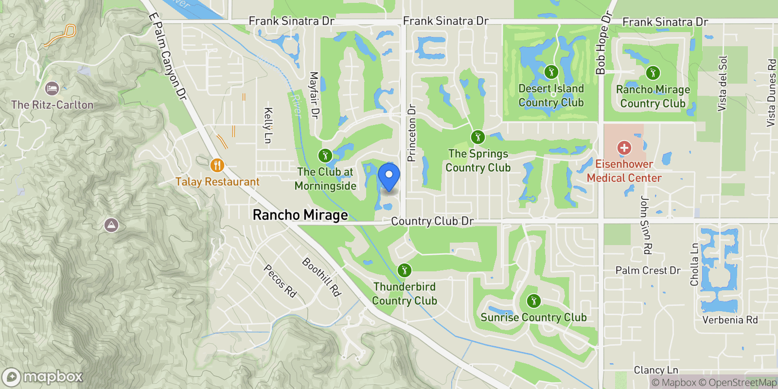 Map showing 2 Deerfield Court, Rancho Mirage, CA 92270, Rancho Mirage, California, United States.