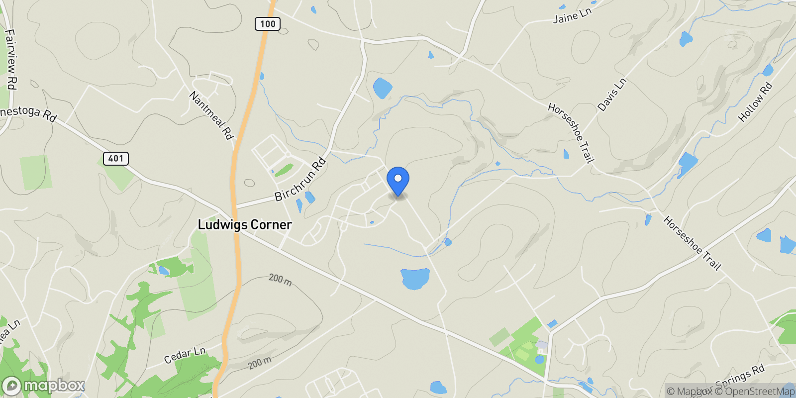 Map showing 415 FAIRMONT DR DRIVE, CHESTER SPRINGS, PA 19425, Chester Springs, Pennsylvania, United States.
