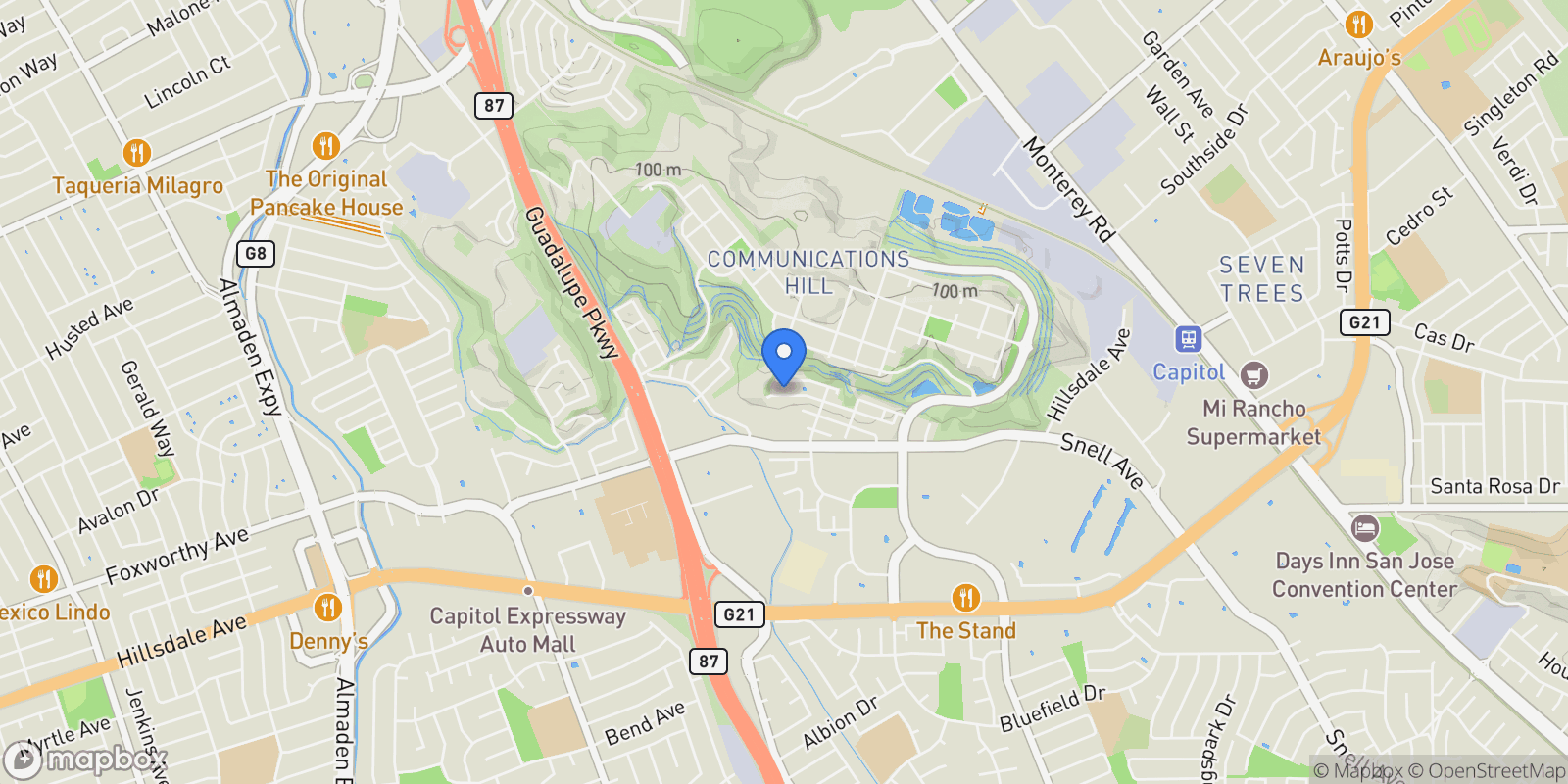 Map showing 599 Marble Arch Avenue, San Jose, California, United States.