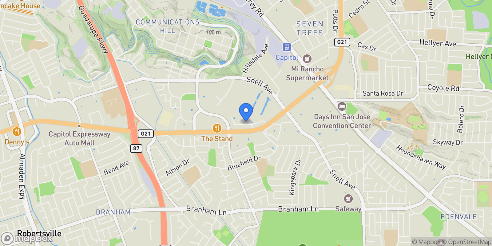 Map showing 327 Vista Roma Way, San Jose, California, United States.