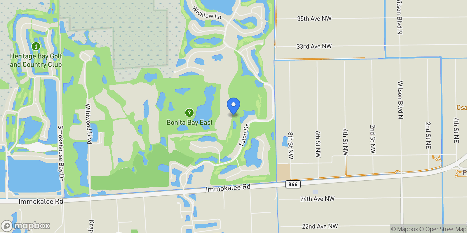 Map showing 11633 Talon Drive, Naples, FL 34120, Naples, Florida, United States.