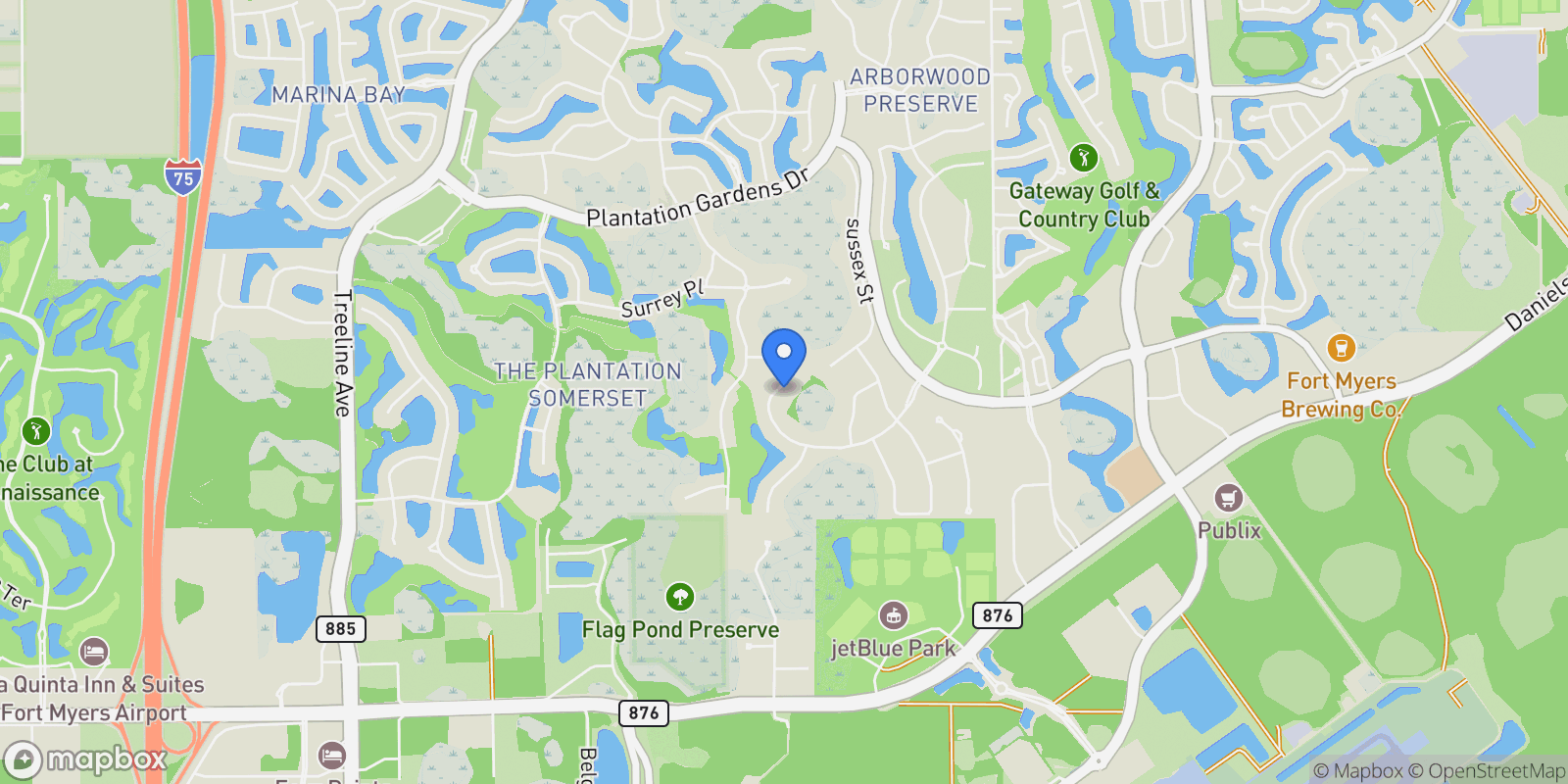 Map showing 12730 Gladstone WAY, FORT MYERS, FL 33913, Miromar Lakes, Florida, United States.