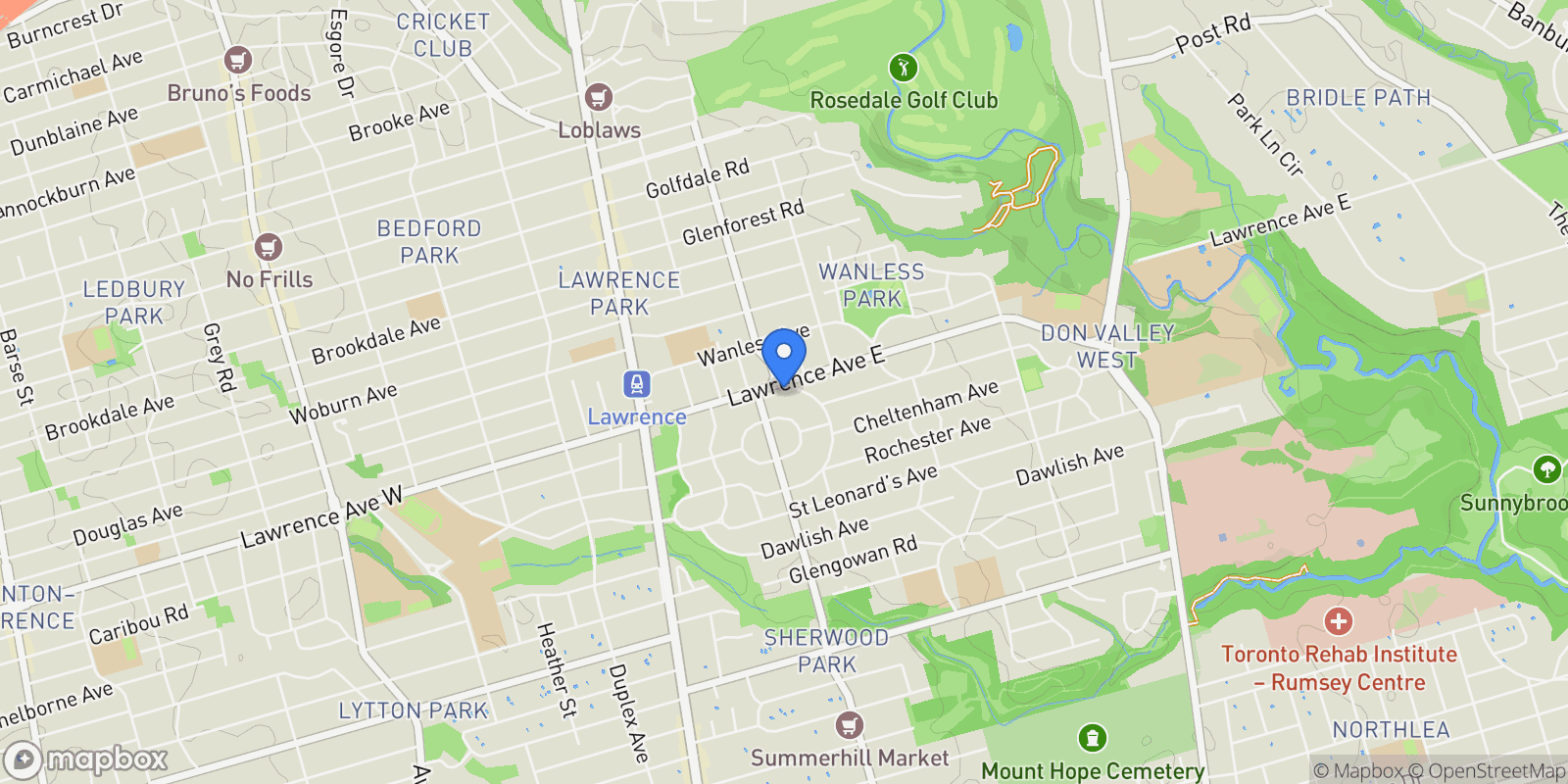 Map showing 202 Dinnick Crescent, Toronto, ON, M4N 1M3, CANADA, Toronto, Ontario, Canada.