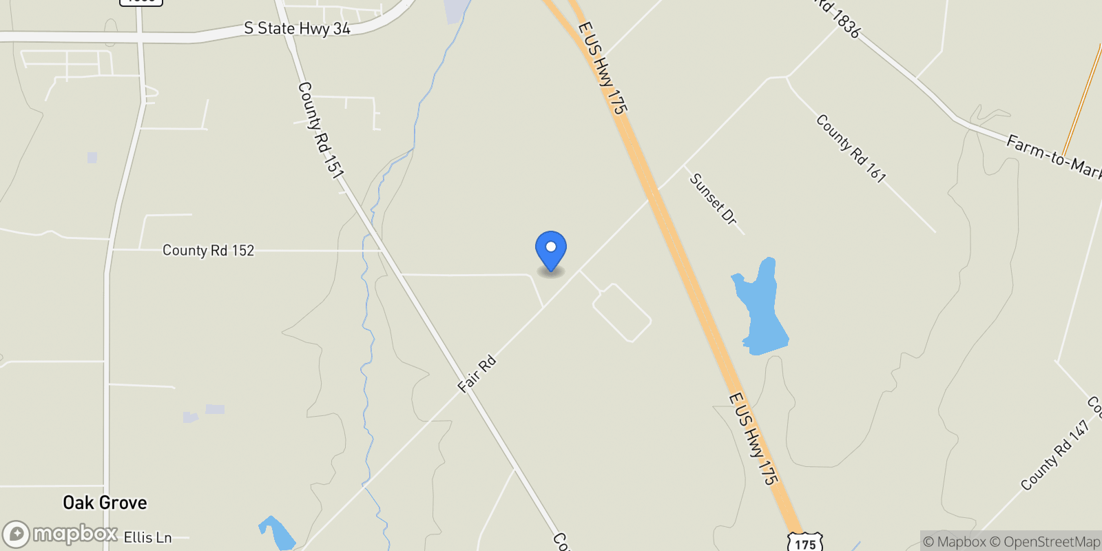 Map showing 6524 Fair Road, Kaufman, Texas, United States.