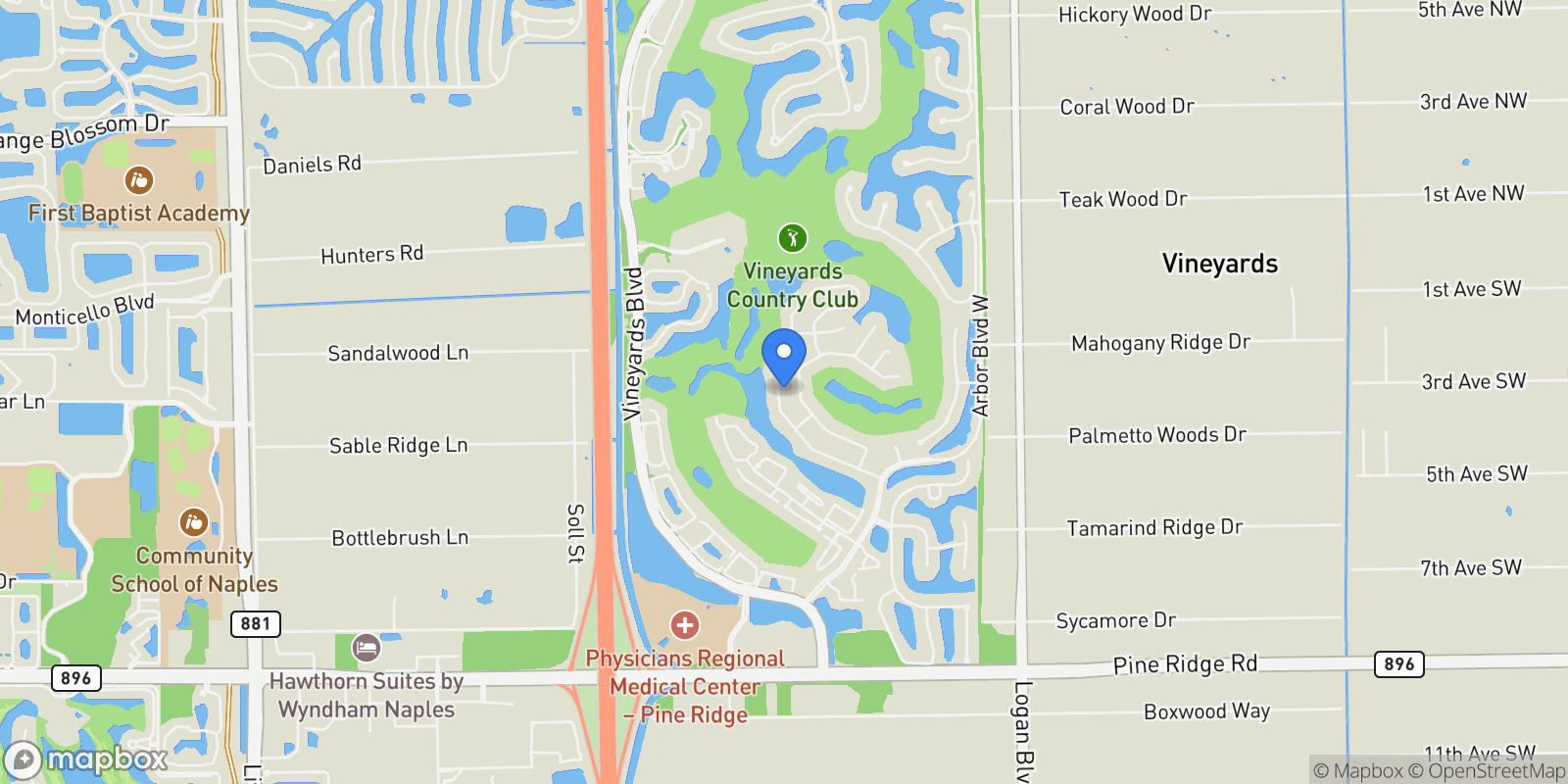 Map showing 226 Monterey DR, Naples, FL, 34119, USA, Naples, Florida, United States.