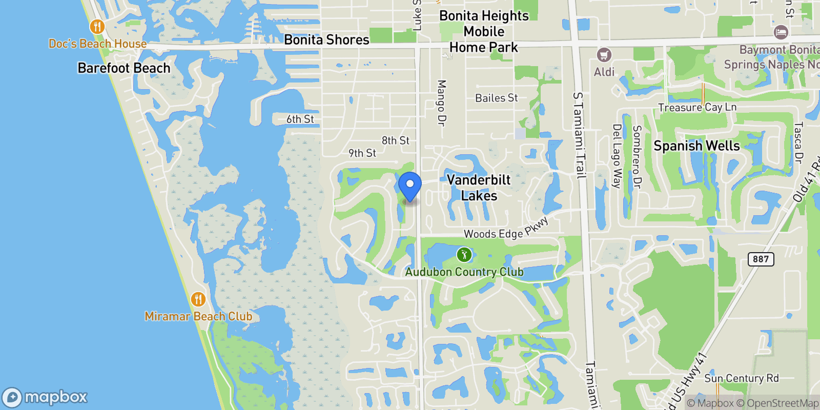 Map showing 245 Charleston CT, Naples, FL, 34110, USA, Bonita Springs, Florida, United States.