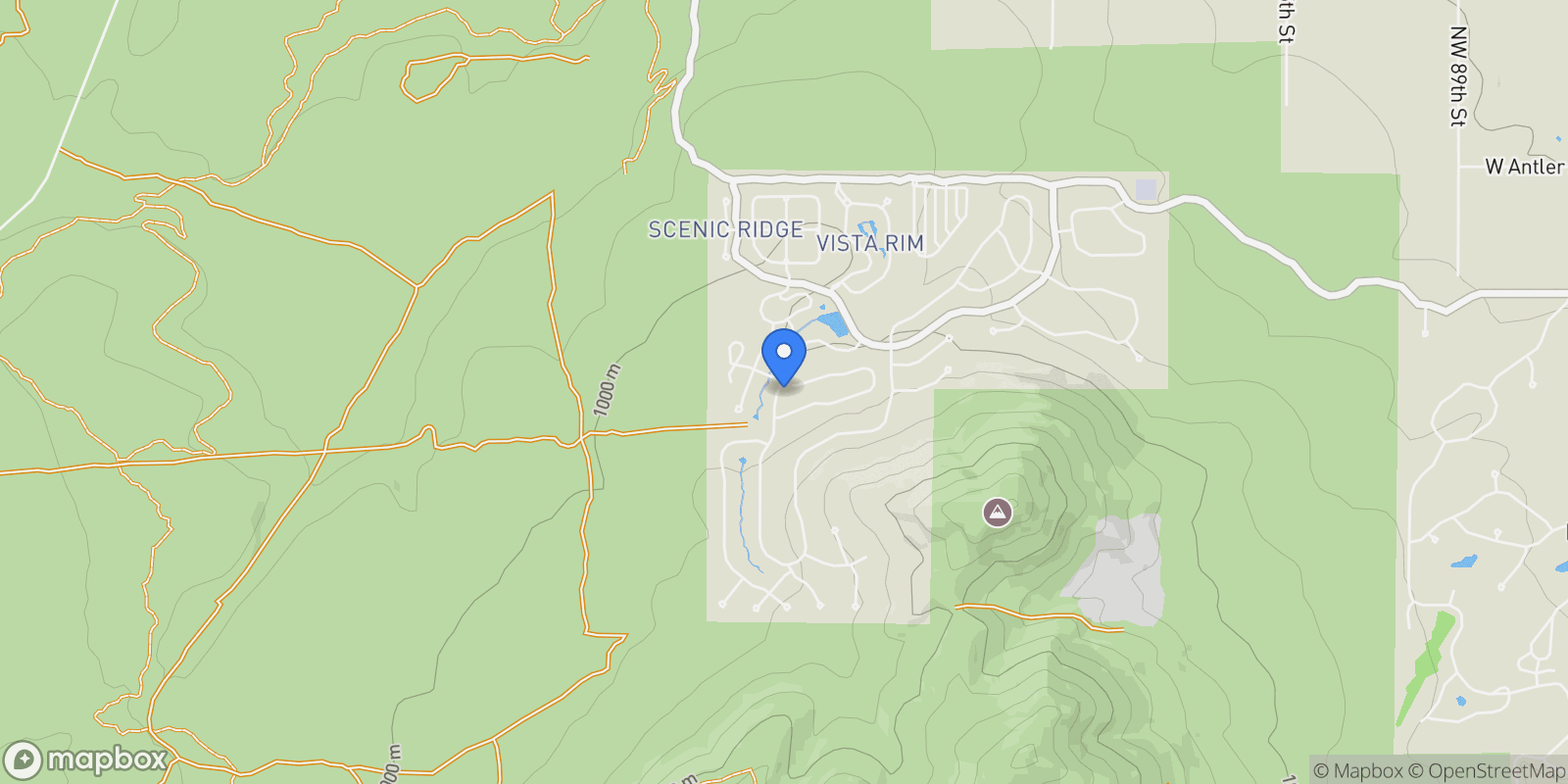 Map showing 1281 Highland View Loop, Redmond, Oregon, United States.