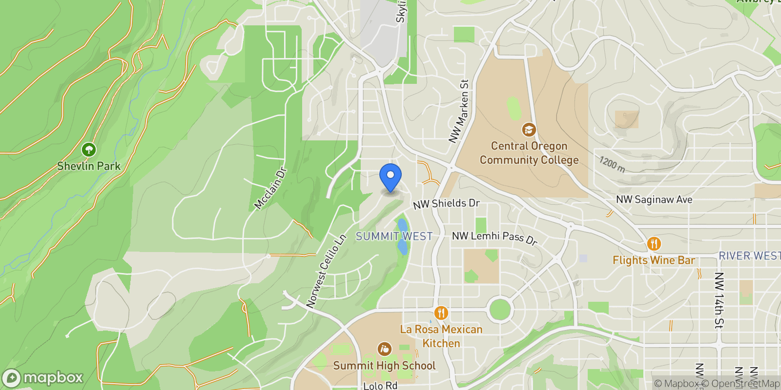 Map showing 2927 NW Celilo Lane, Bend, Oregon, United States.