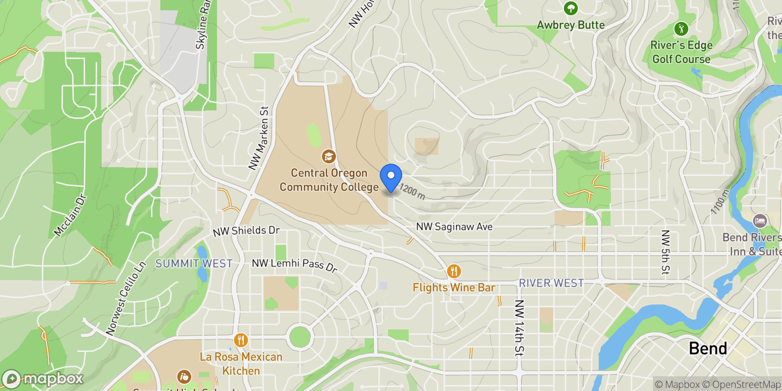 Map showing 2101 NW Cascade View Drive, Bend, Oregon, United States.