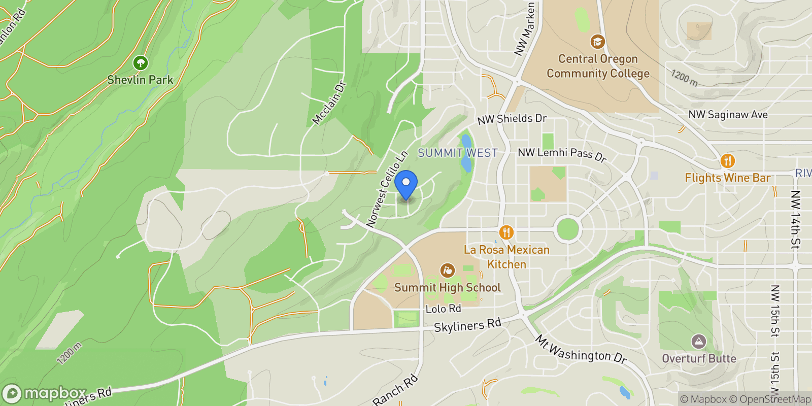 Map showing 1181 NW Singleton Place, Bend, Oregon, United States.