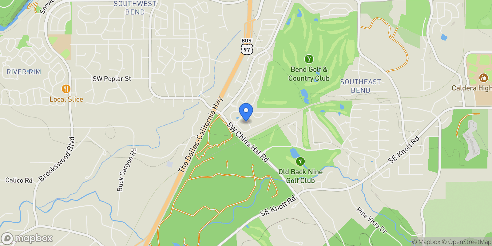 Map showing 60208 Rolled Rock Way, Bend, Oregon, United States.