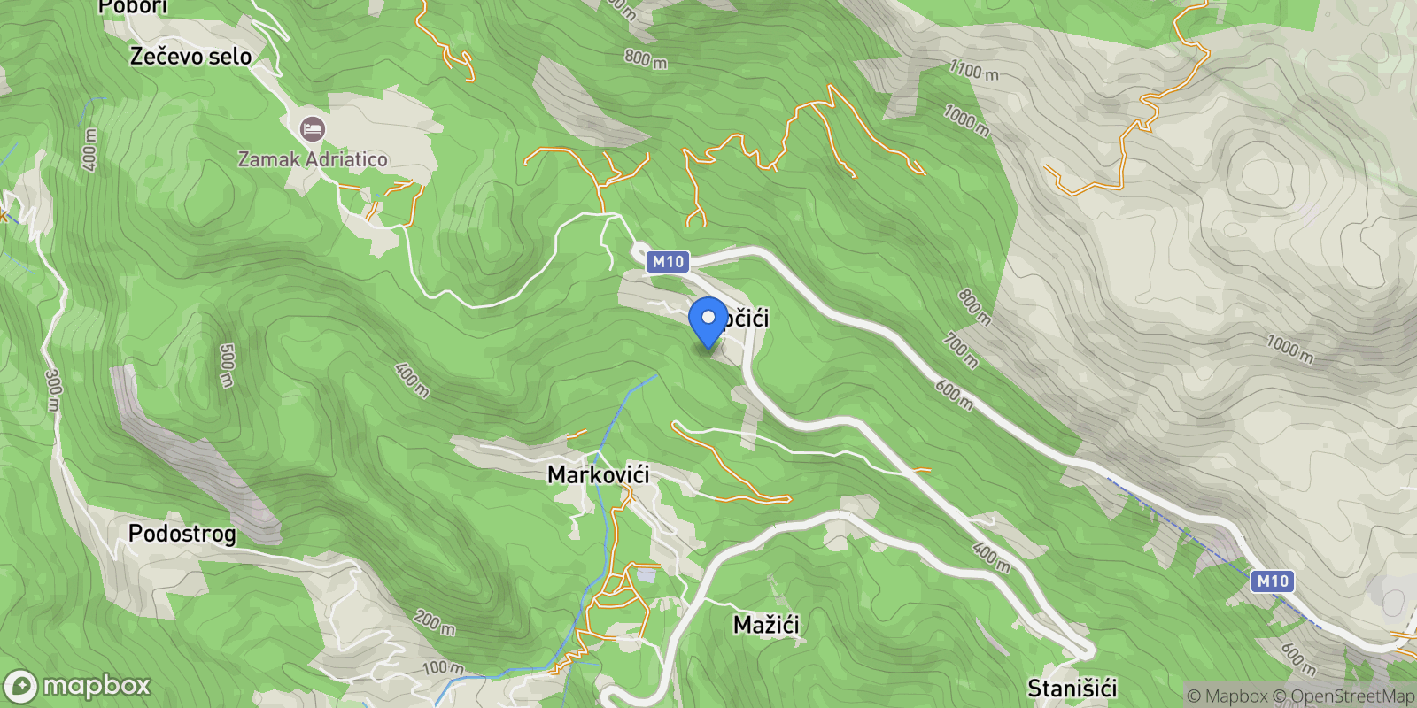 Map showing Budva, Lapčići, Budva Municipality, Montenegro.