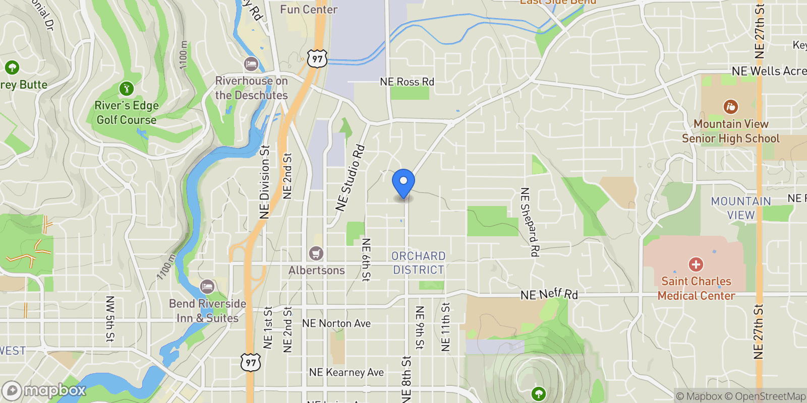 Map showing 748 NE Vail Lane, Bend, Oregon, United States.