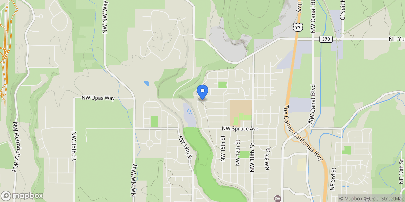 Map showing 1723 NW Upas Place, Redmond, Oregon, United States.