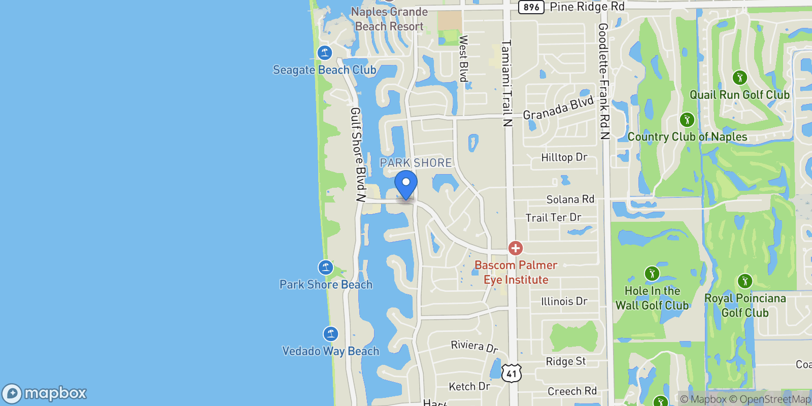 Map showing 400 Park Shore DR, #302, Naples, FL, 34103, USA, Naples, Florida, United States.