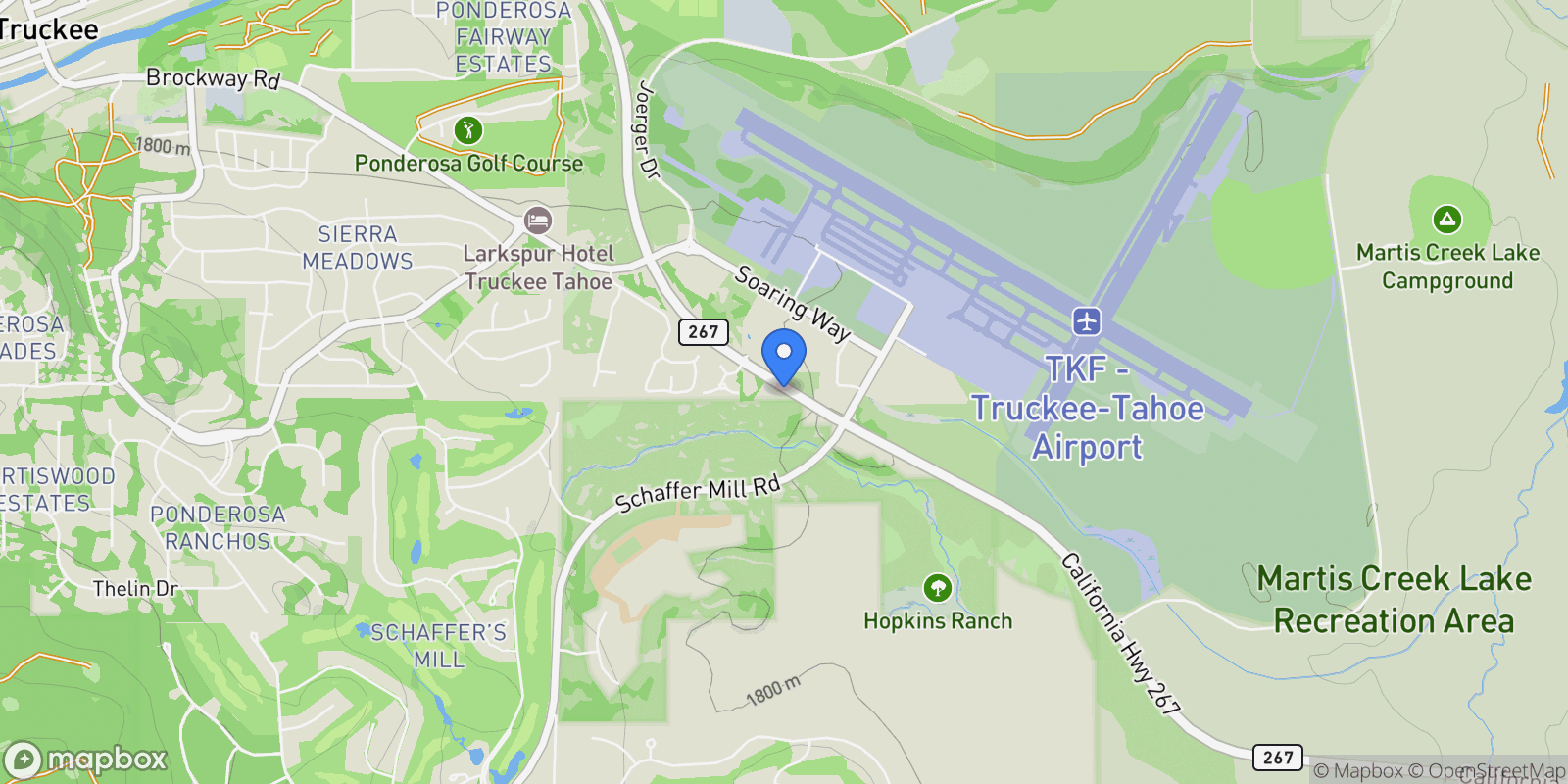 Map showing 9701 Highway 267, Truckee, California, United States.