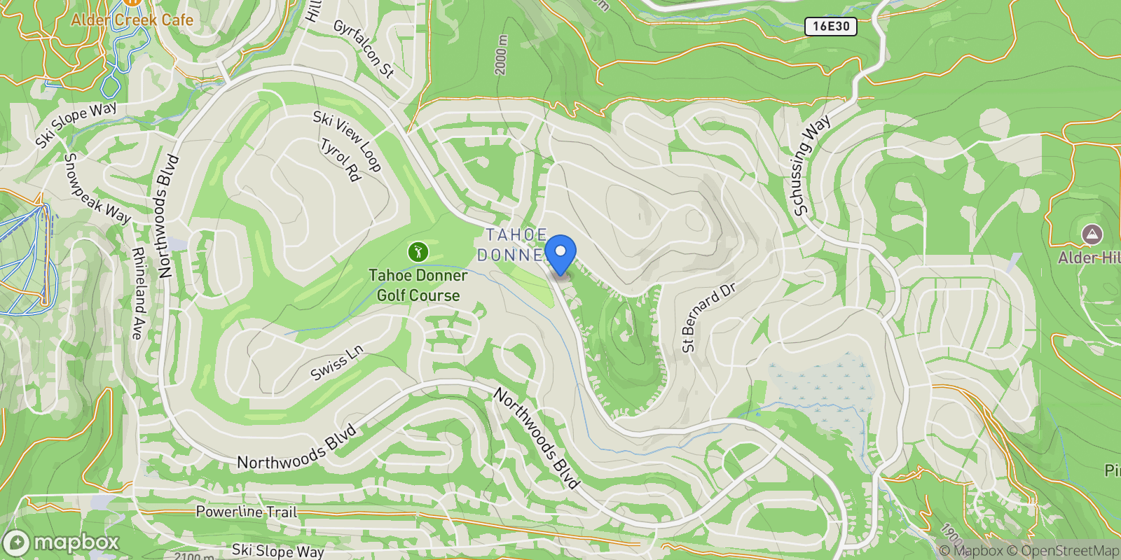 Map showing 12491 Northwoods Boulevard 3, Truckee, California, United States.